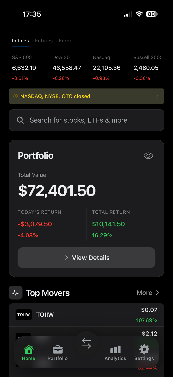 Home screen of the Modern Money app